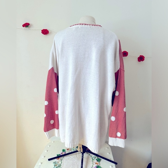 Vintage Rose Floral Cotton Ramie Maggie Lawrence Oversized Sweater Cardigan L XL - Picture 7 of 9